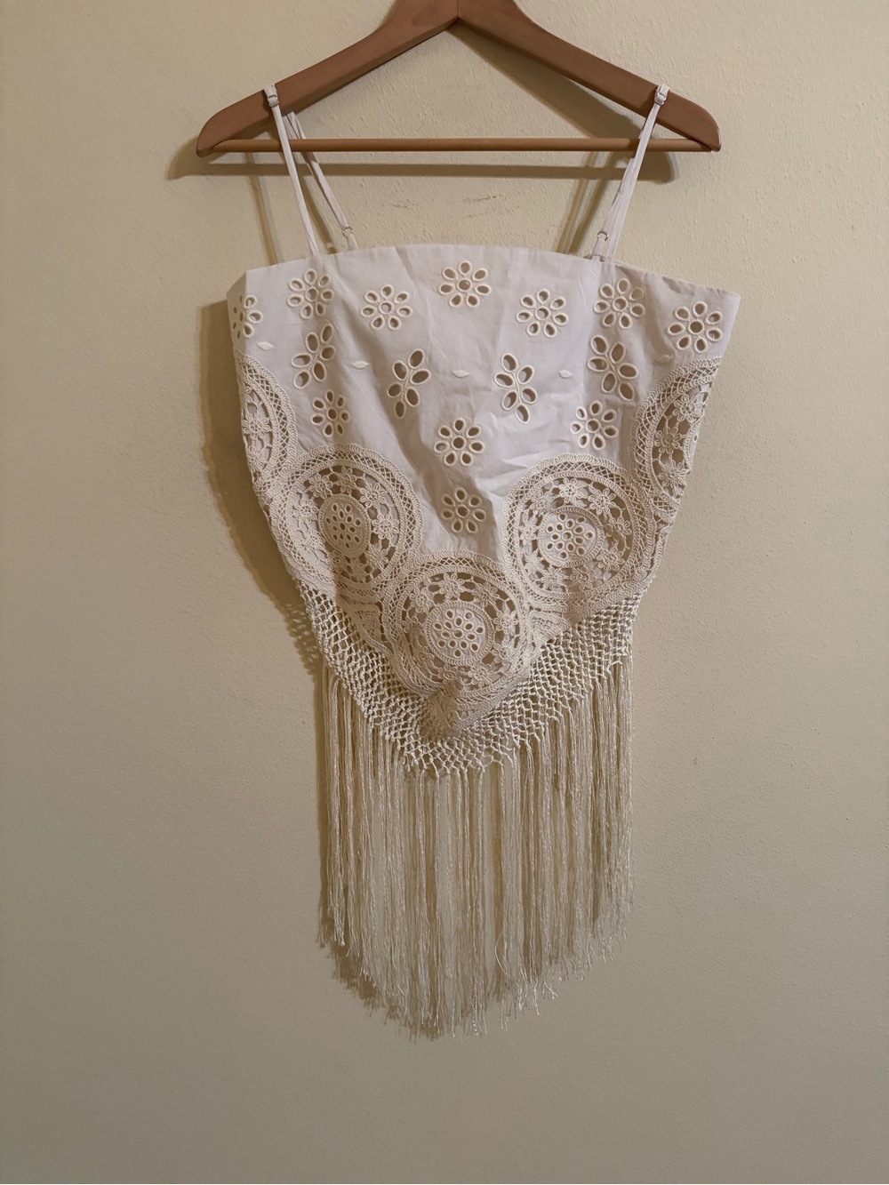 Sea New York New Rafina Eyelet Fringe Top Cream Medium - Picture 2 of 6